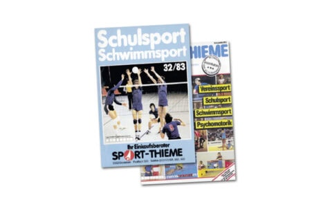 Two editions of the Sport-Thieme catalog from 1983 promoting sports and offers for schools and clubs.