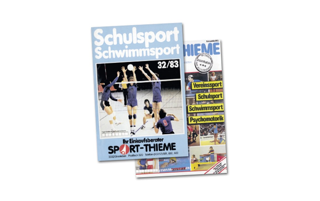 Two editions of the Sport-Thieme catalog from 1983 promoting sports and offers for schools and clubs.