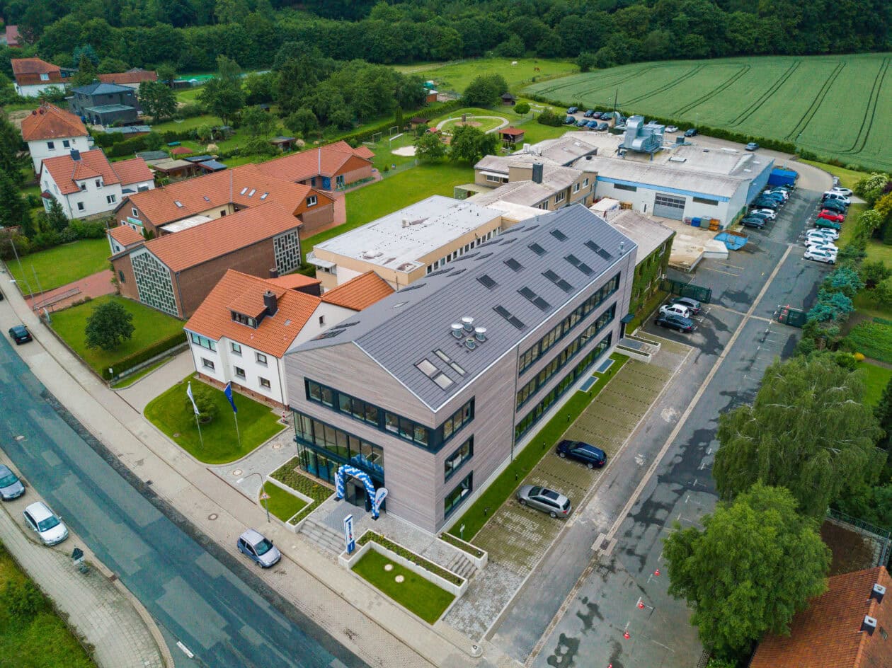 Aerial view of the new Sport-Thieme building in Grasleben
