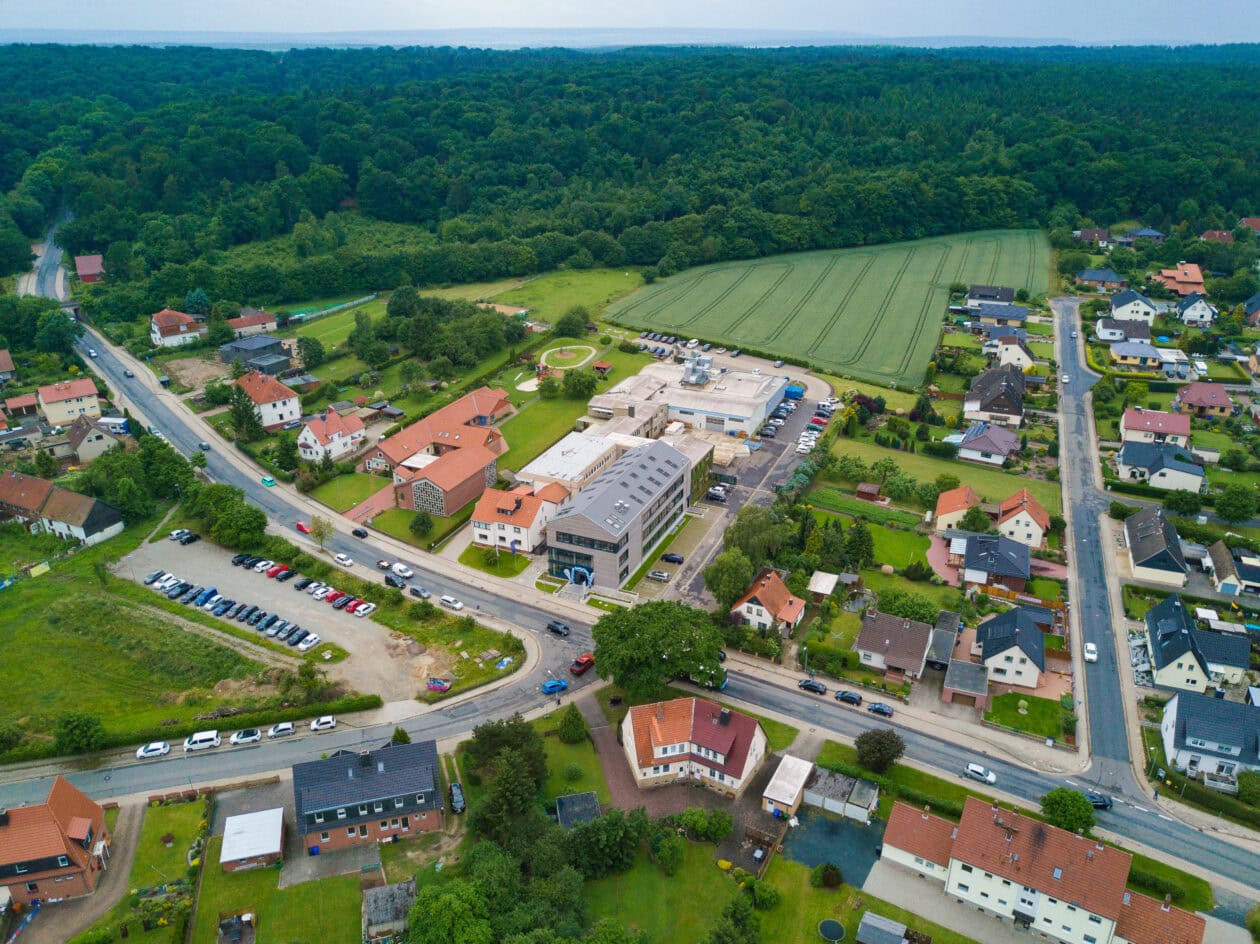 Aerial view of the new Sport-Thieme building in Grasleben