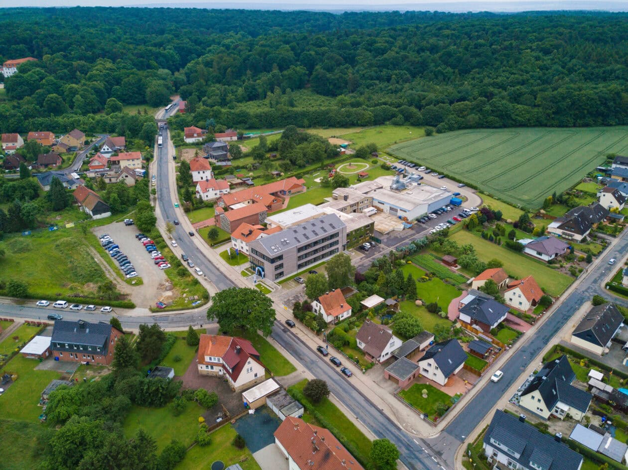 Aerial view of the new Sport-Thieme building in Grasleben