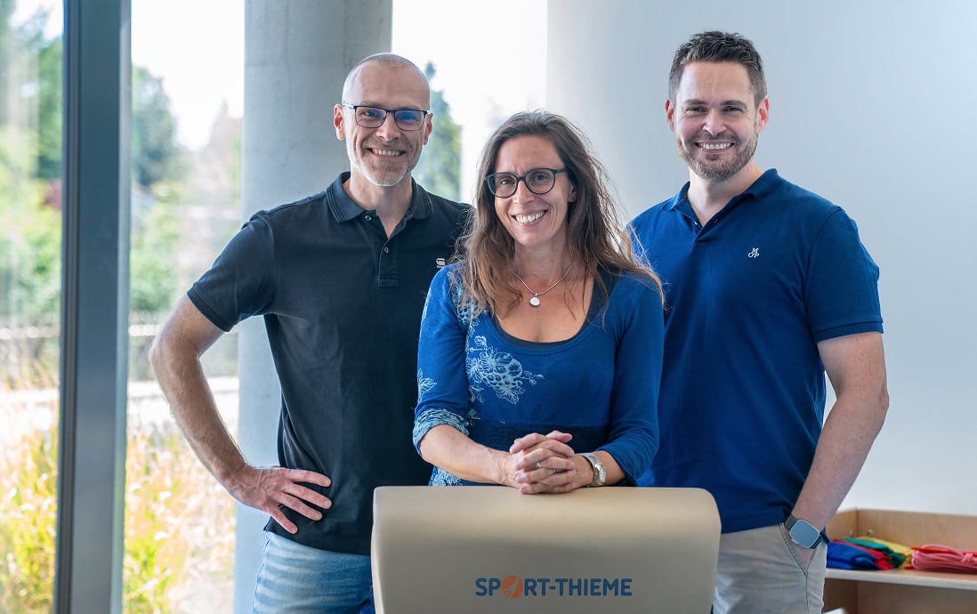 Geschäftsleitung von Sport-Thieme mit Maximilian Hohe, Katharina Thieme-Hohe und Michael Egerer.